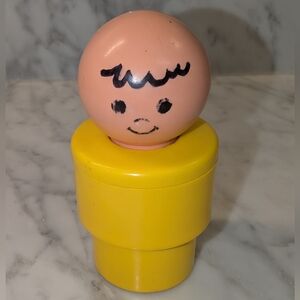 💛 Vintage 1974 Fisher Price Jumbo Oversized Little People Yellow Toy Figure 4"